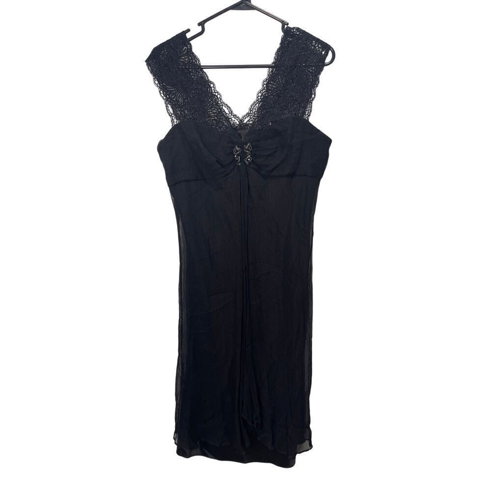 Tahari Arthur S. Levine Black Lace Silk Dress Women's Size 10